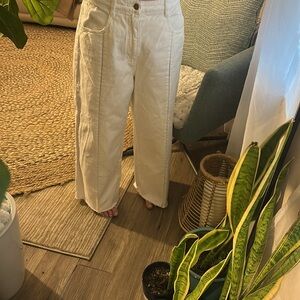 Pilcro and the Letterpress for Anthropology White Wide Leg Jeans Size 30